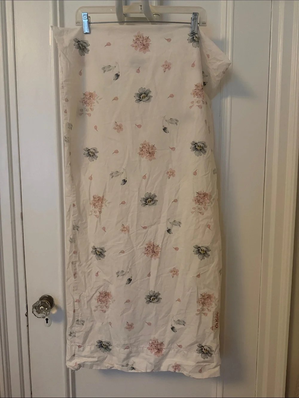 Cath Kidston White Floral Bedding Sheet with Pink and Gray Blooms